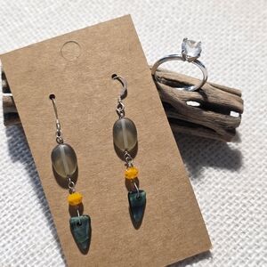 Elegant Silver and Green Earrings